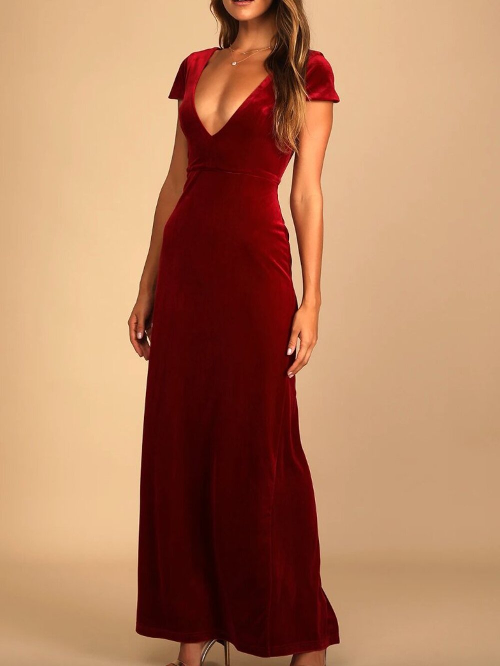 Feeling Flawless Velvet V-Neck Maxi Dress Lulus
